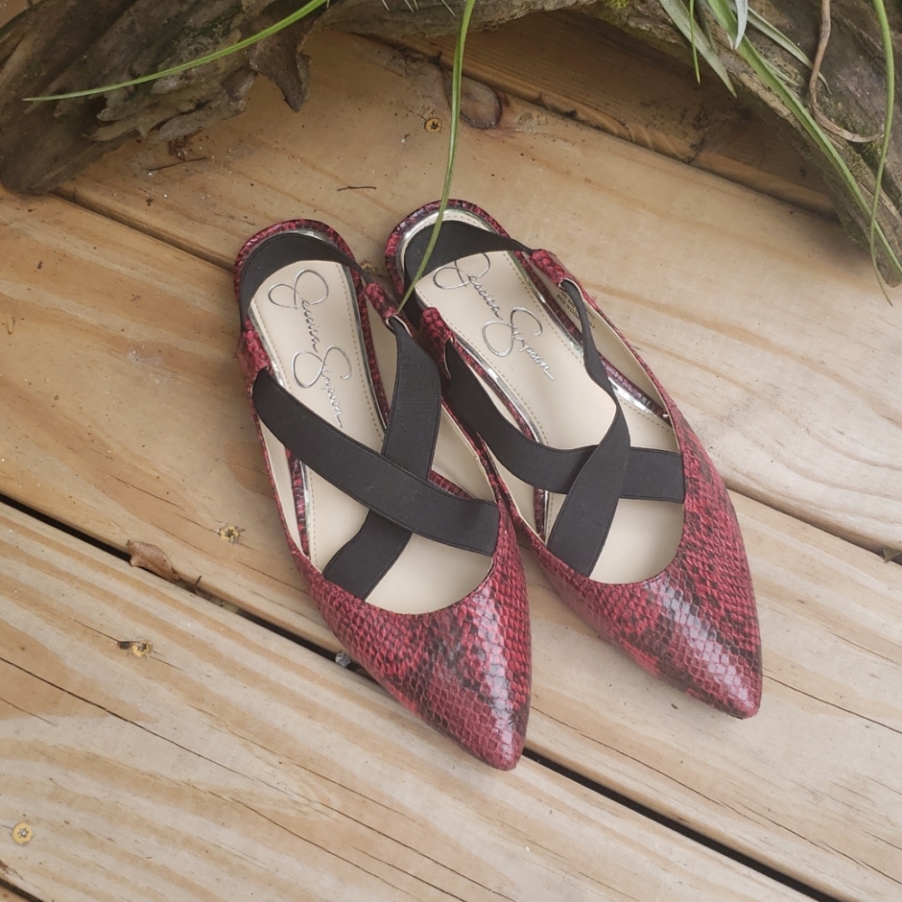 Red & Black Python Jessica Simpson Flats 8M